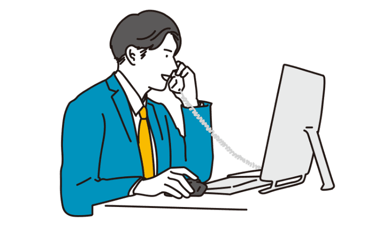 相談員が電話している様子のイラスト