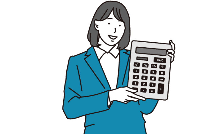 相談員が計算機を持っている様子のイラスト